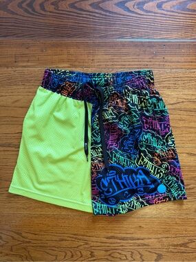 ethika Neon Multicolor Elastic-Waist Athletic Shorts